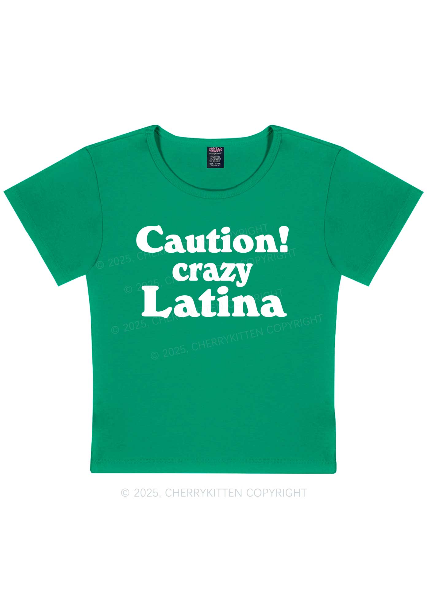 Caution Crazy Latina Y2K Baby Tee Cherrykitten