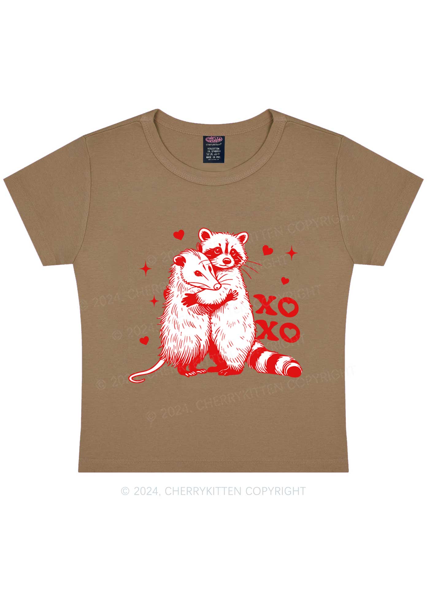 Raccoon XOXO Y2K Valentine's Day Baby Tee Cherrykitten