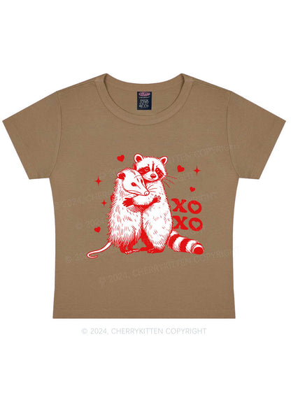 Raccoon XOXO Y2K Valentine's Day Baby Tee Cherrykitten