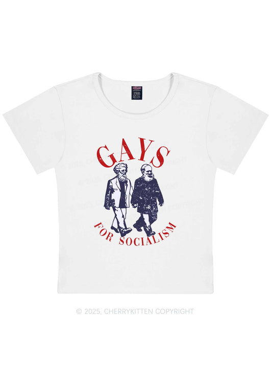 Gays For Socialism Pride Y2K Baby Tee Cherrykitten