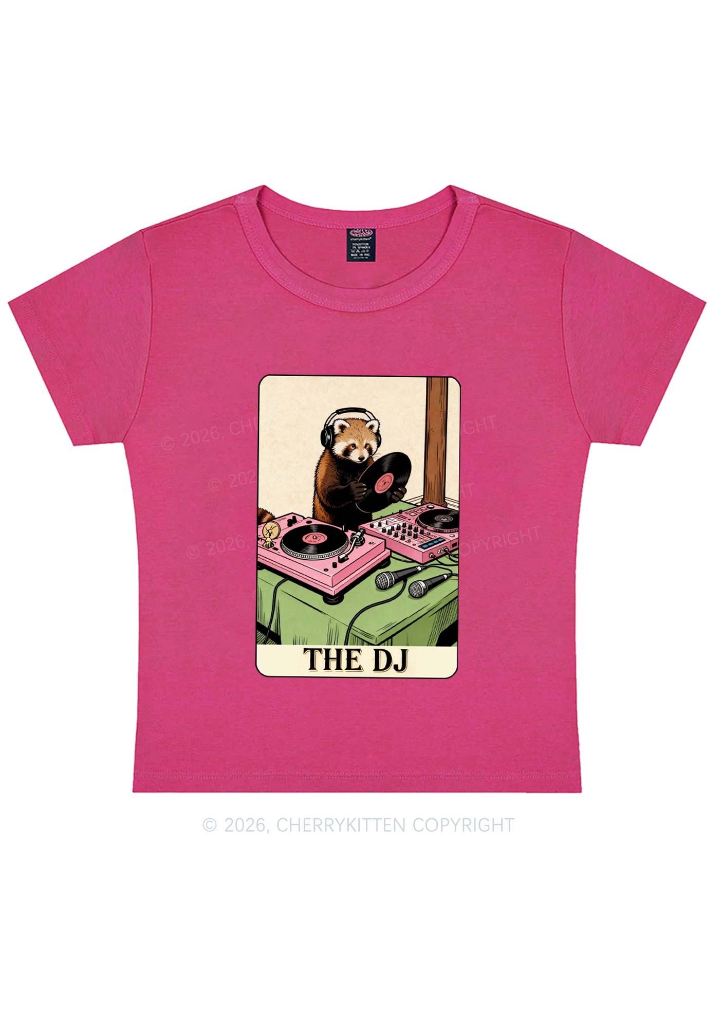 The DJ Raccoon Y2K Baby Tee Cherrykitten
