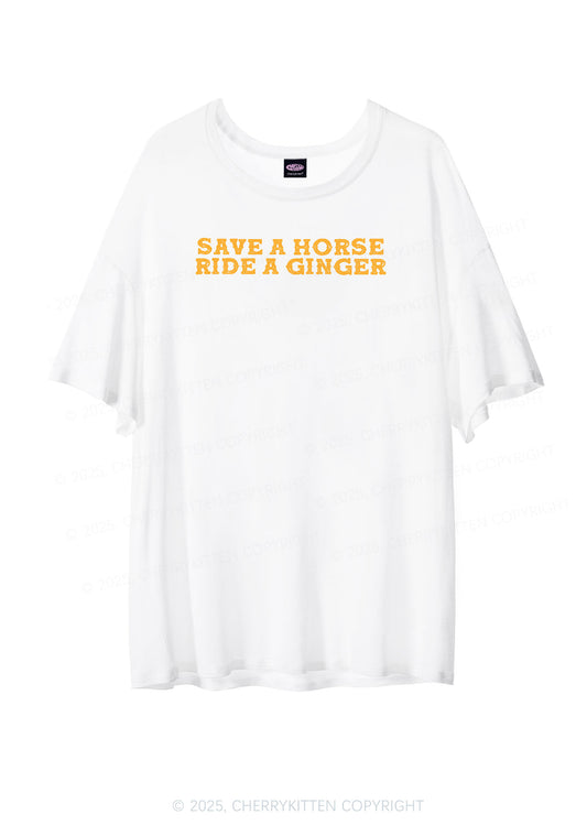 Ride A Ginger Y2K Sheer Boyfriend Tee Cherrykitten