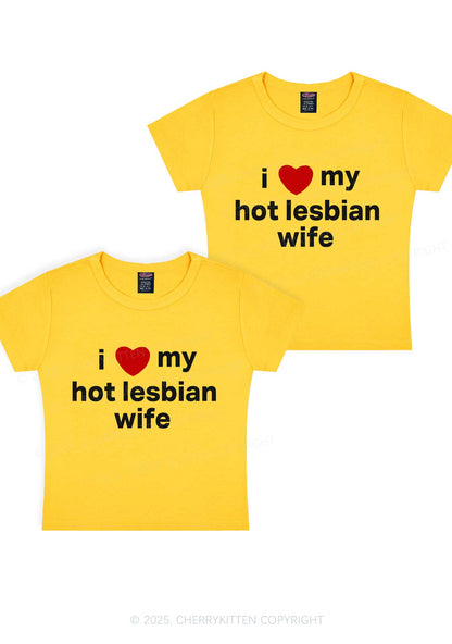 Love My Hot Lesbian Wife Y2K Valentine's Day Baby Tee Cherrykitten