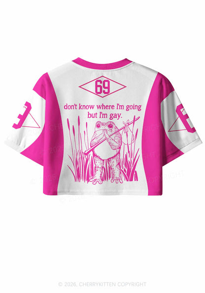 But I Am Gay Frog Pride Y2K Crop Sport Jersey Shirts Cherrykitten