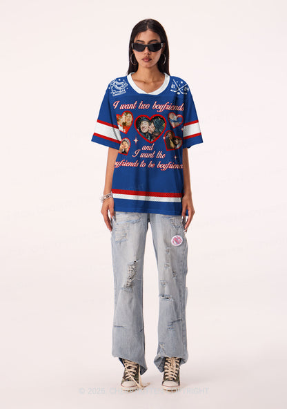 Blue I Want Two Boyfriends HR Y2K Sport Jersey Shirts Cherrykitten