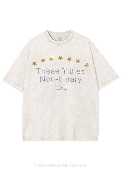 Rhinestone Txtties Nonbinary Too Y2K Shirts Washed Tee Cherrykitten