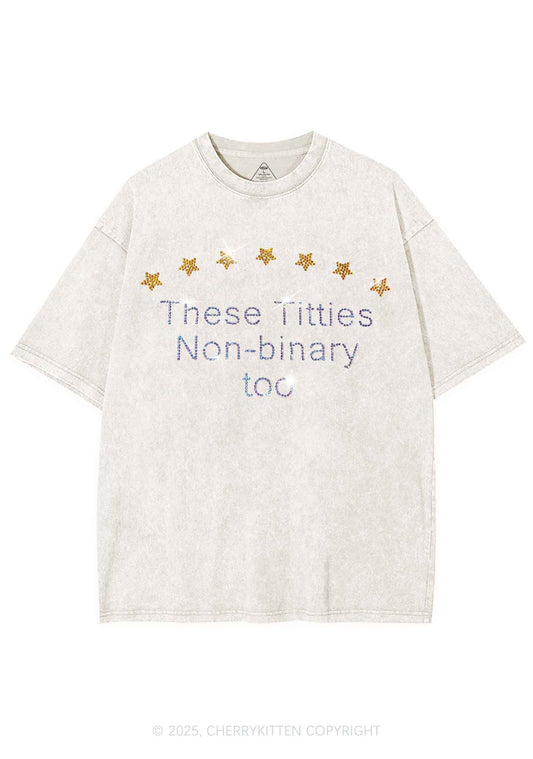Rhinestone Txtties Nonbinary Too Y2K Shirts Washed Tee Cherrykitten