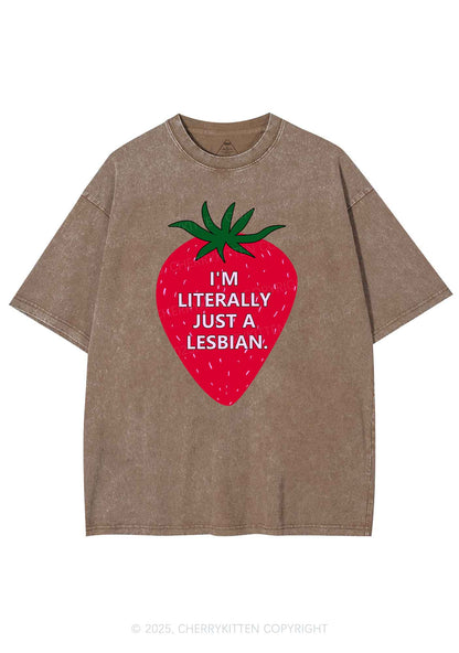 Lesbian Strawberry Pride Y2K Shirts Washed Tee Cherrykitten