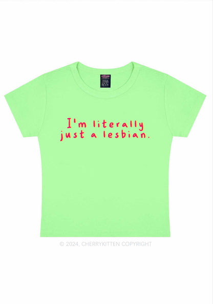 Just A Lesbian Y2K Baby Tee Cherrykitten