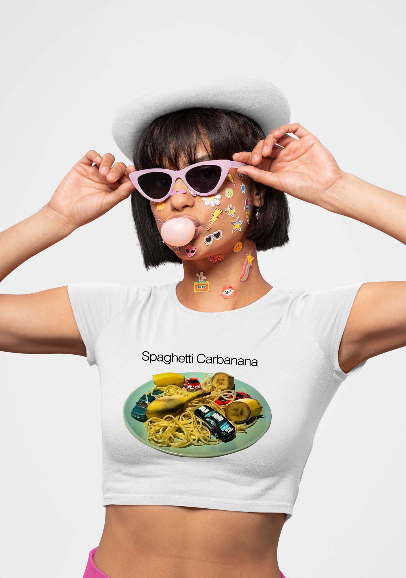 Spaghetti Carbanana Y2K Baby Tee Cherrykitten