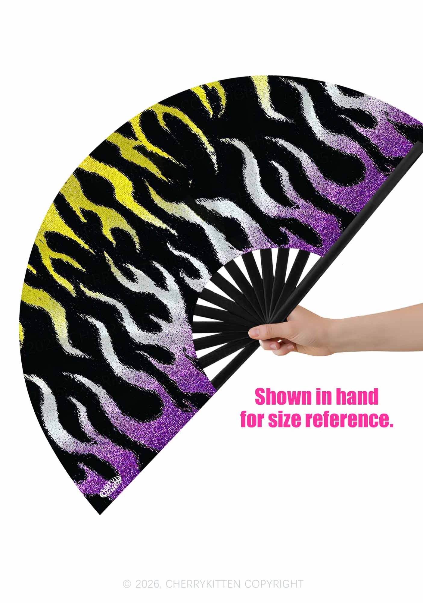 Nonbinary Flame Pride Y2K Rave Hand Fan Cherrykitten