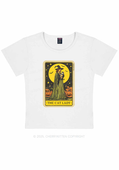 Halloween The Witch Cat Lady Y2K Baby Tee Cherrykitten