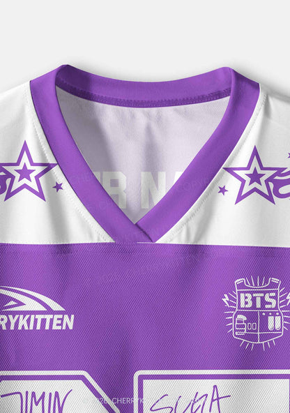 Custom Purple Korean Boys Y2K Crop Sport Jersey Shirts Cherrykitten