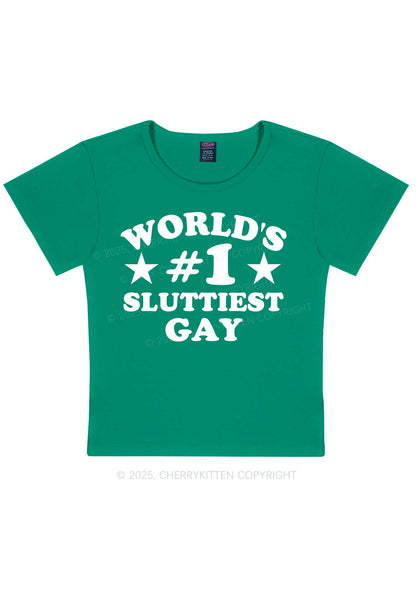 Worlds First Slxttiest Gay Pride Y2K Baby Tee Cherrykitten