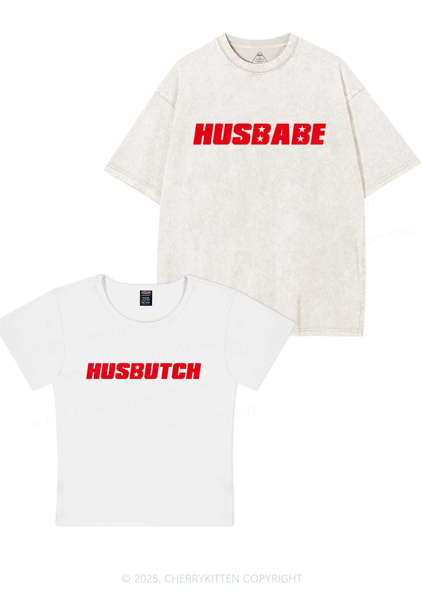 Husbabe Husbutch Y2K Valentine's Day Couple Shirt Cherrykitten