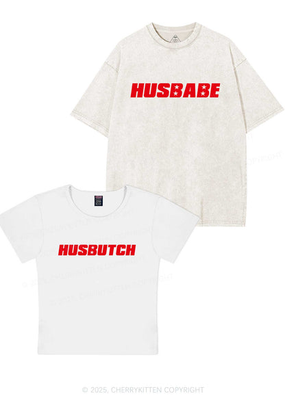 Husbabe Husbutch Y2K Valentine's Day Couple Shirt Cherrykitten