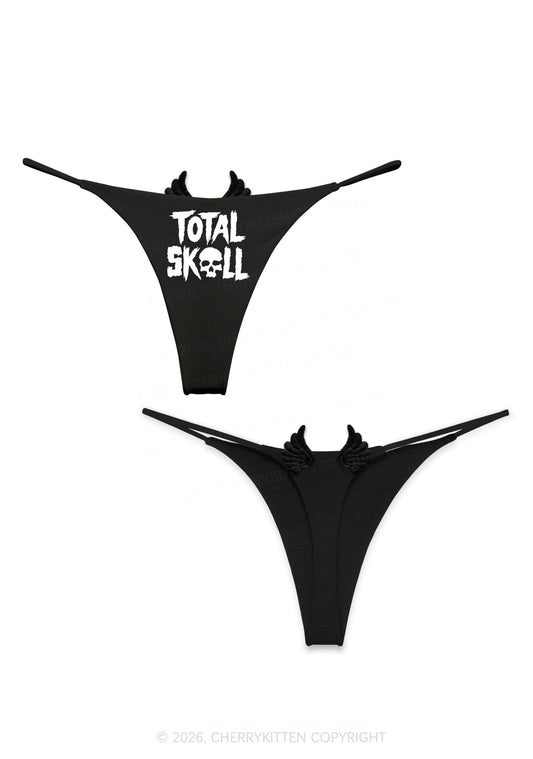 Halloween Total Skull Y2K Goth Angel Wings Bikini String Thong Cherrykitten