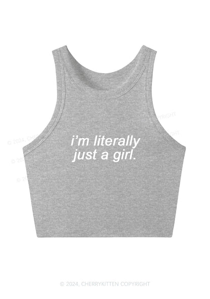 Literally Just A Girl Y2K Crop Tank Top Cherrykitten