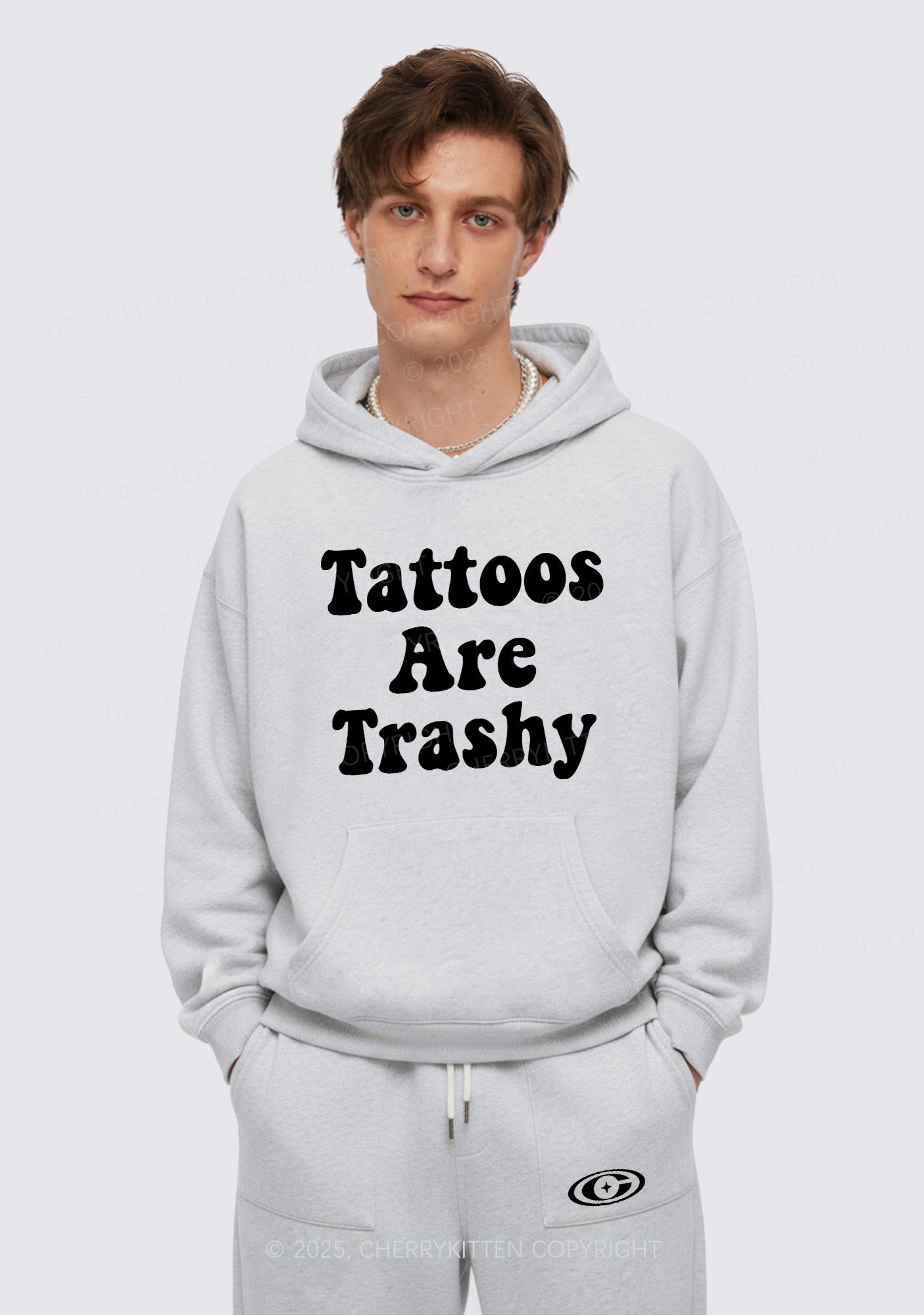Tattoos Are Trashy Y2K Fleece Hoodie Set Cherrykitten