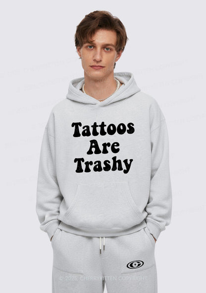 Tattoos Are Trashy Y2K Fleece Hoodie Set Cherrykitten