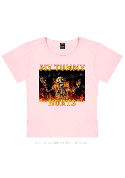 Skeleton Tummy Hurts Y2K Baby Tee Cherrykitten
