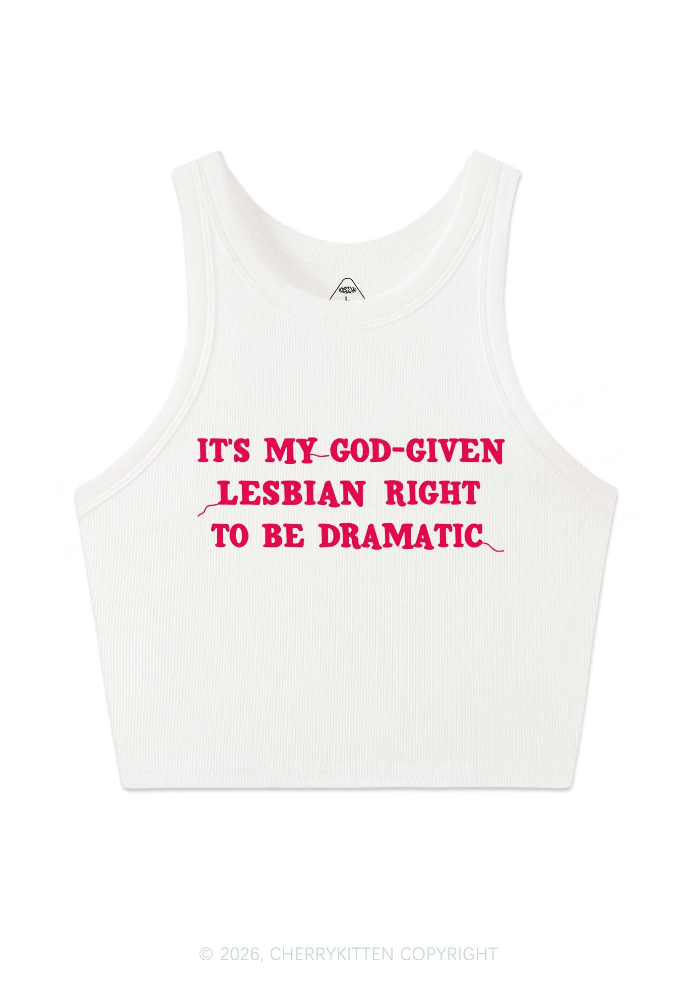 God Given Lesbian Right Pride Y2K Crop Tank Top Cherrykitten