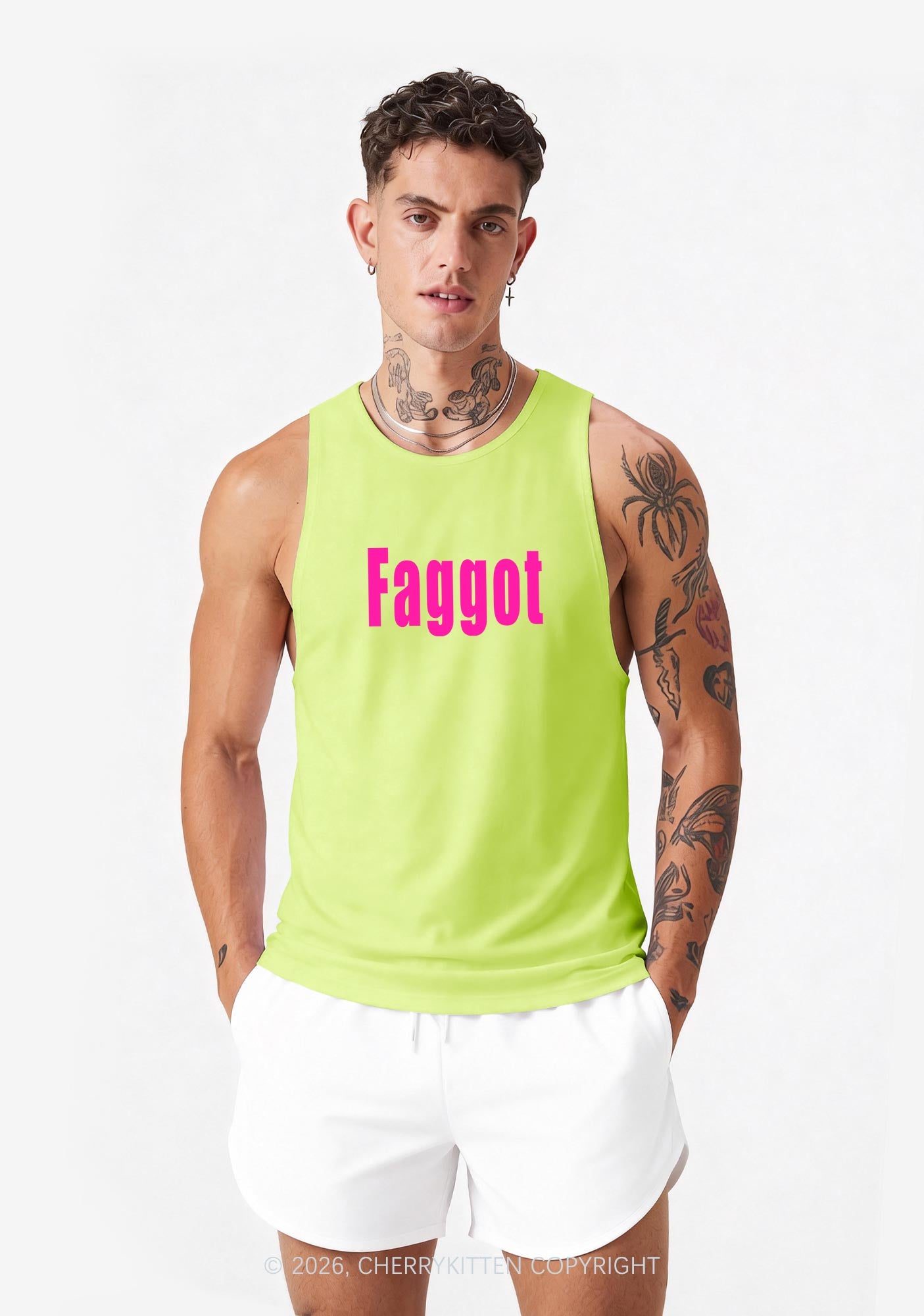 Pink Faggot Pride Y2K Men Racerback Tank Top Cherrykitten
