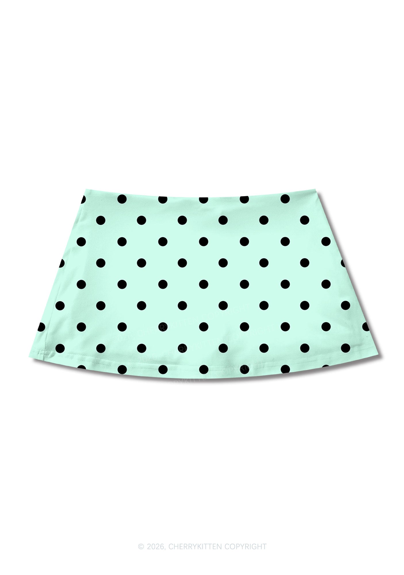 Black Dots On Mint Green Y2K Print Mini Skirt Cherrykitten