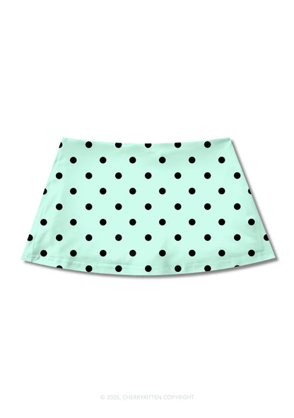 Black Dots On Mint Green Y2K Print Mini Skirt Cherrykitten