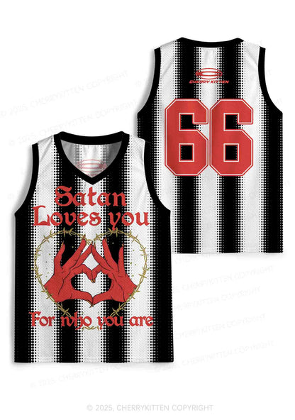Halloween Custom Black Satan Heart Y2K Sport Jersey Tank Cherrykitten