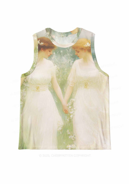 Lesbian Fairy Pride Y2K Mesh Muscle Tank Cherrykitten