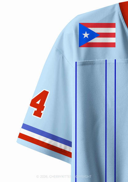 Blue Stripe Football Bunny Y2K Crop Sport Jersey Shirts Cherrykitten