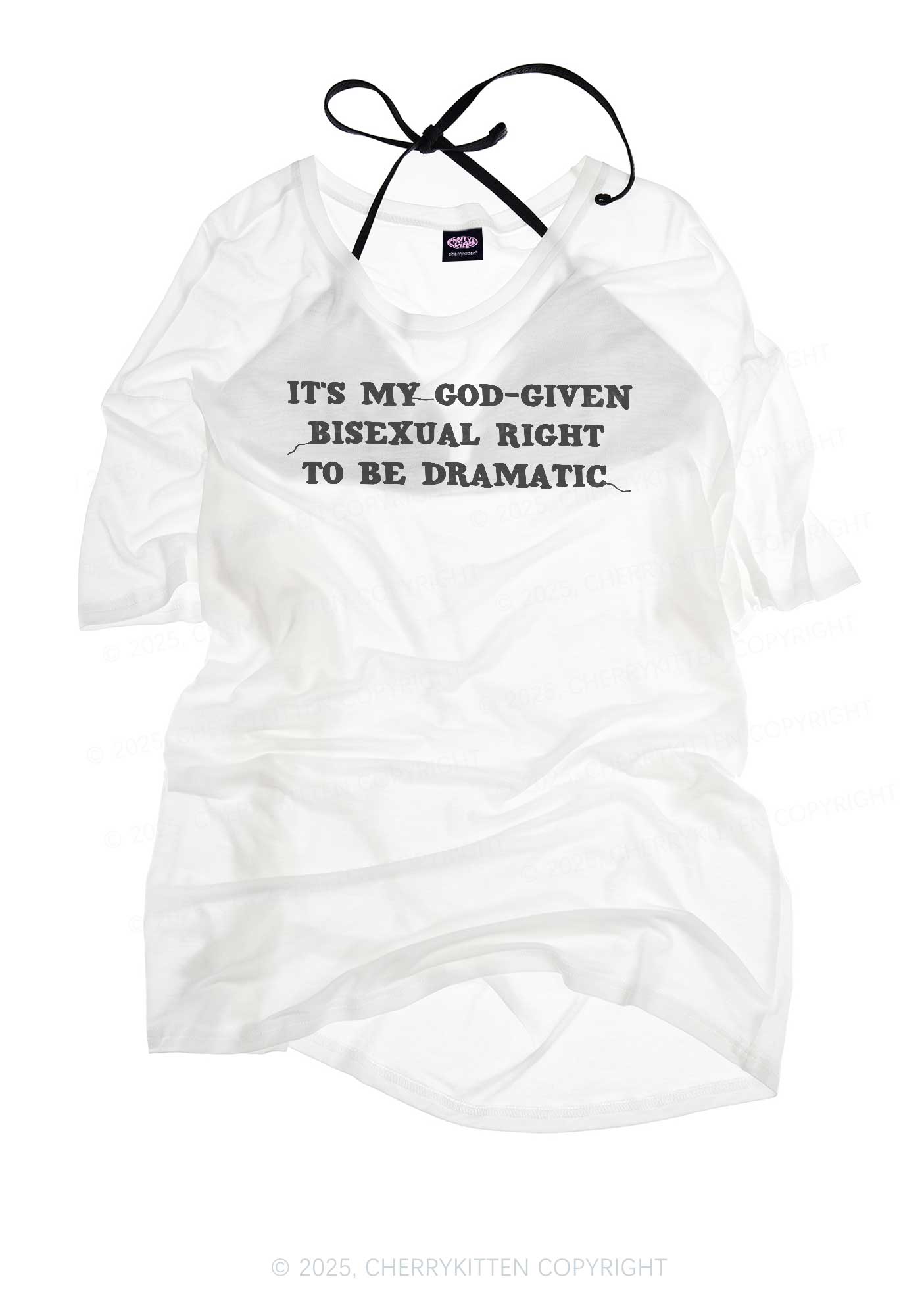 God Given Bisexual Right Pride Y2K Sheer Boyfriend Tee Cherrykitten