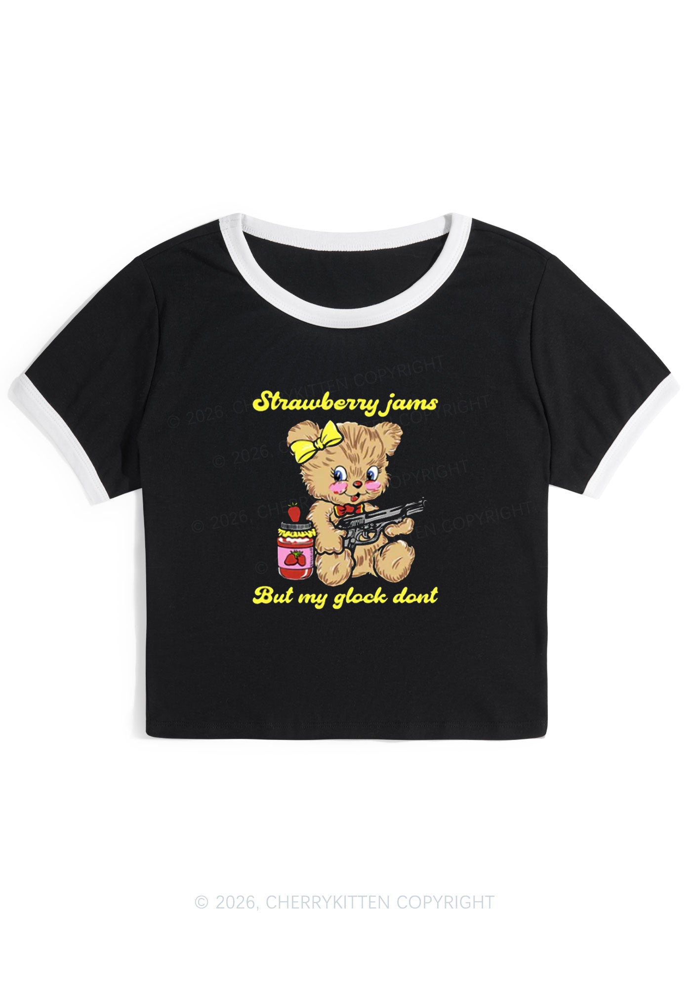 Strawberry Jams Bear Y2K Ringer Tee Cherrykitten