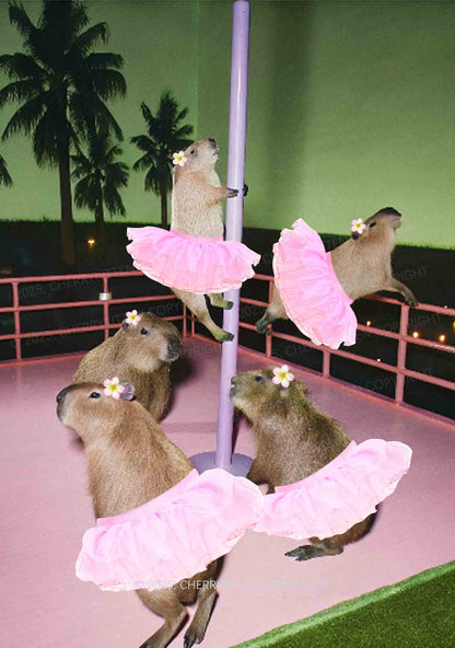 Capybara Pole Dancers Y2K Print Cami Crop Top Cherrykitten