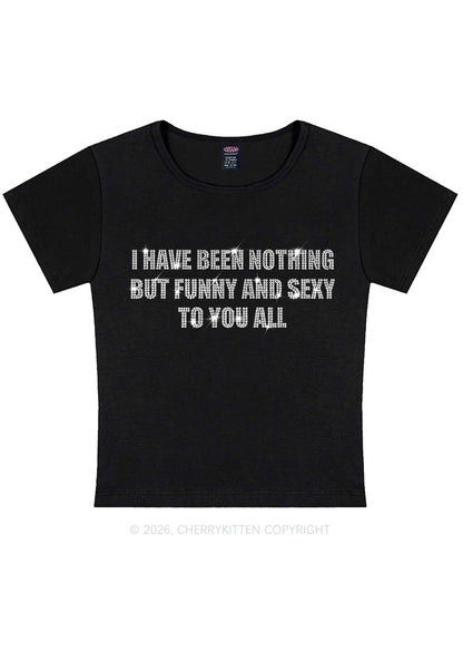 Rhinestone I Have Been Funny Y2K Baby Tee Cherrykitten
