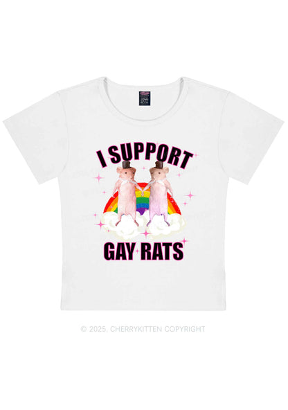 Support Gay Rats Pride Y2K Baby Tee Cherrykitten