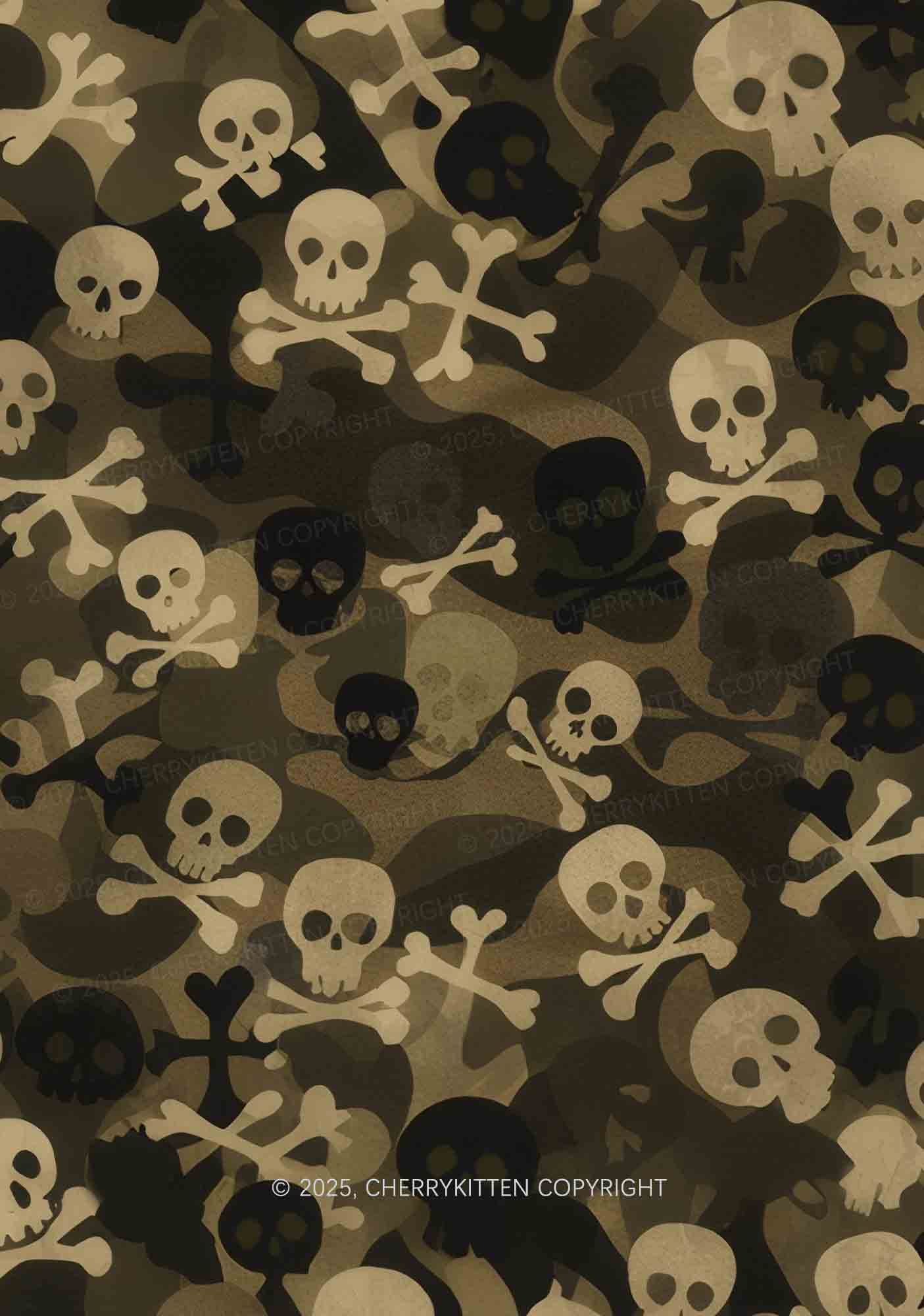 Halloween Camouflage Skulls Y2K Print Cami Crop Top Cherrykitten