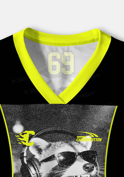 DJ Raccoon Y2K Crop Sport Jersey Shirts Cherrykitten