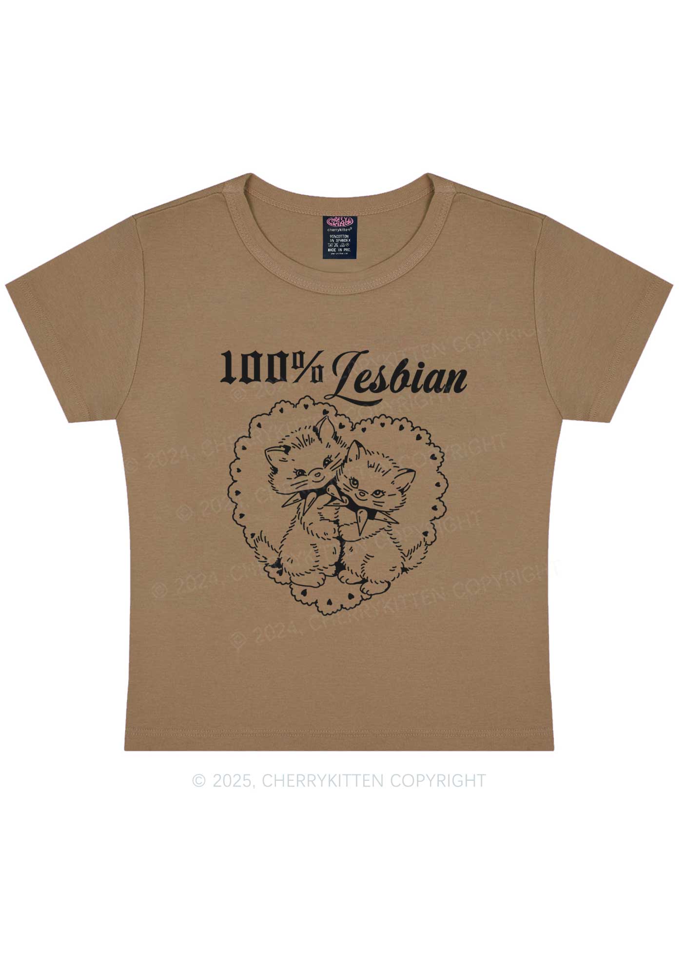 Lesbian Cats Y2K Baby Tee Cherrykitten