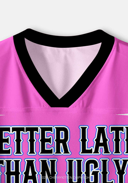 Better Late Than Ugly Y2K Crop Sport Jersey Shirts Cherrykitten