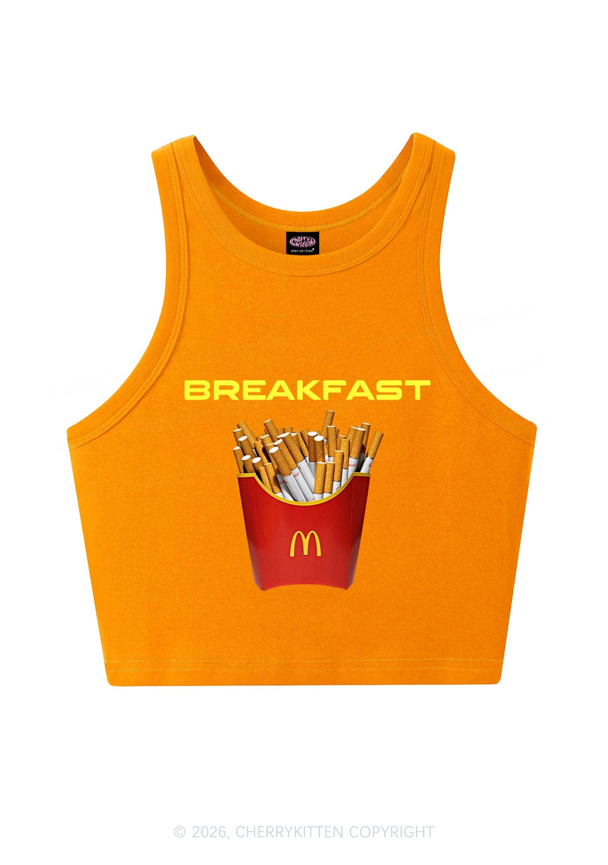 Breakfast Cigarette Y2K Crop Tank Top Cherrykitten