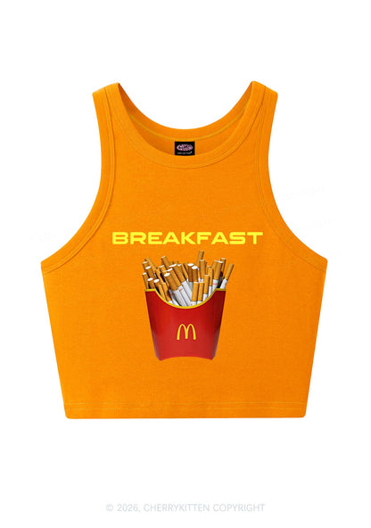 Breakfast Cigarette Y2K Crop Tank Top Cherrykitten