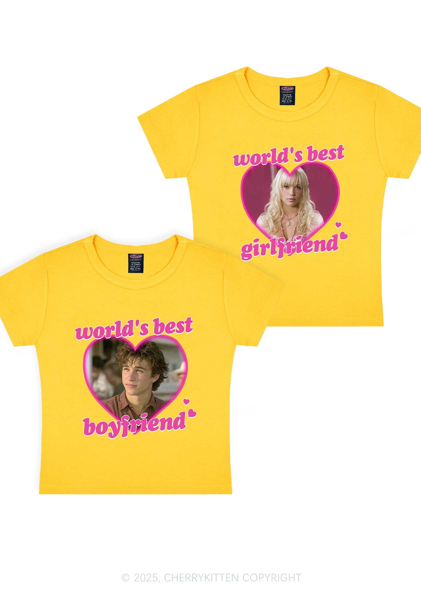 Custom Worlds Best BF GF Y2K Valentine's Day Baby Tee Cherrykitten