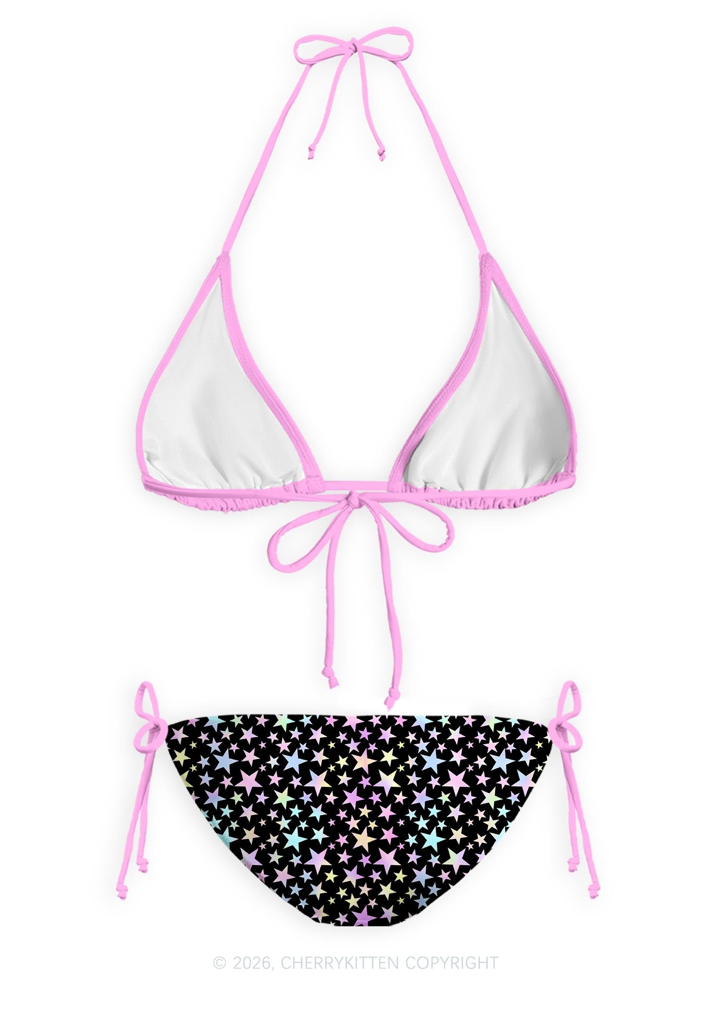 Black Alpha Male Y2K Print Bikini Set Cherrykitten