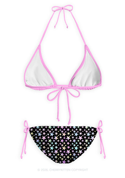Black Alpha Male Y2K Print Bikini Set Cherrykitten