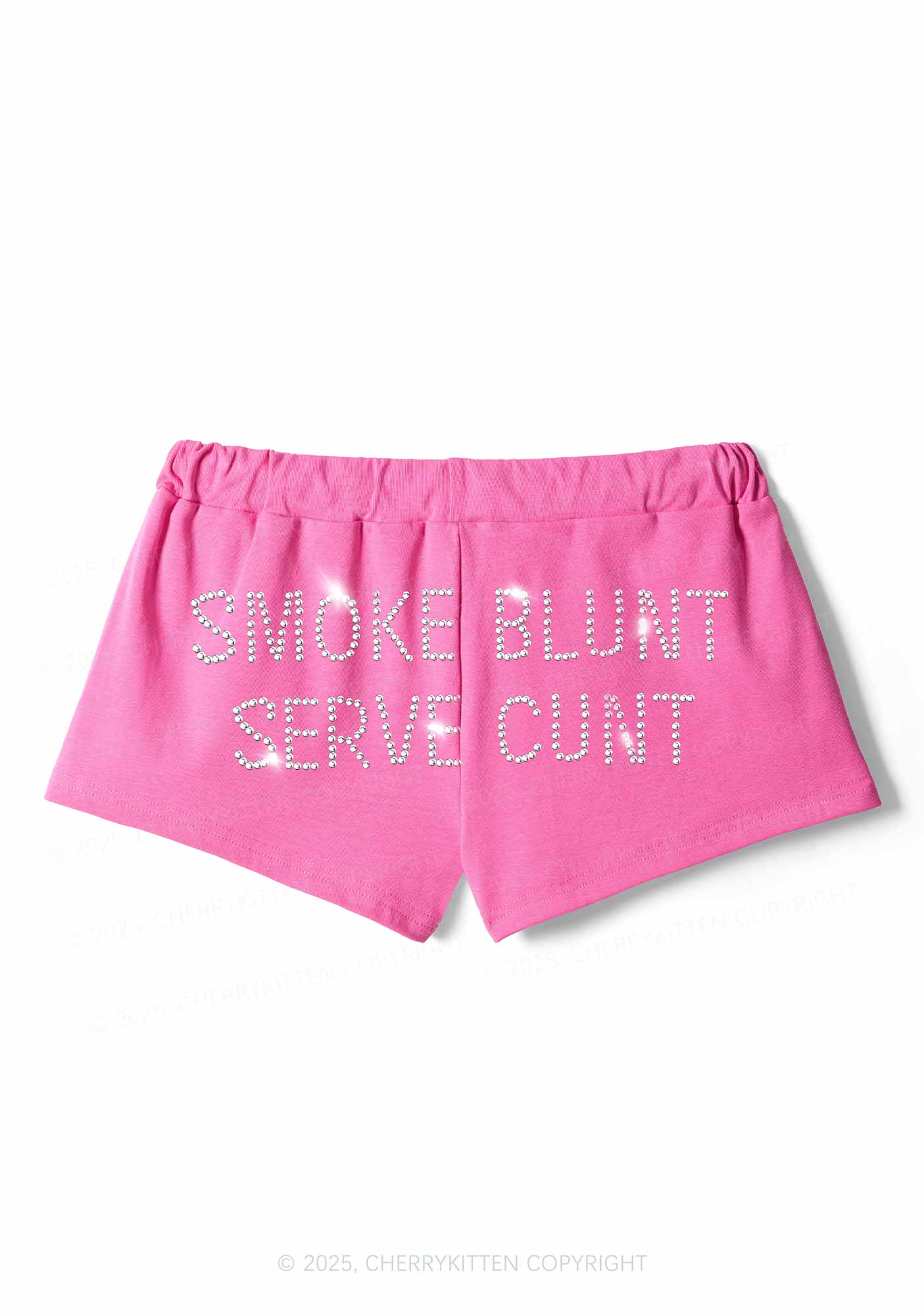 Rhinestone Smoke Blunt Y2K Drawstring Mini Shorts Cherrykitten