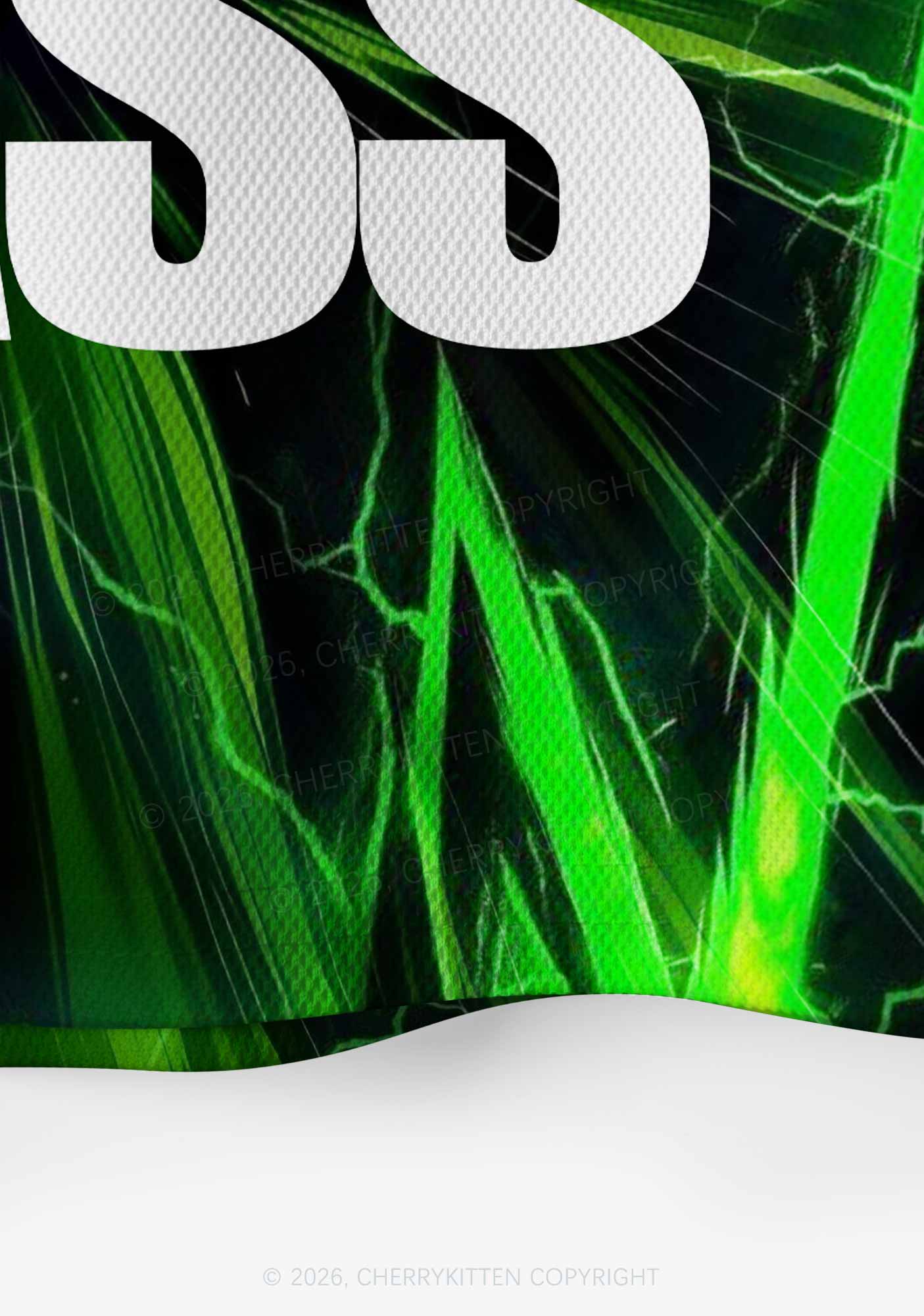 Green DnB Lightning Rock Y2K Crop Sport Jersey Shirts Cherrykitten