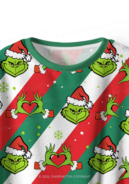 Christmas Red Hand Heart Y2K Fleece Long Sleeve Pajama Set Cherrykitten