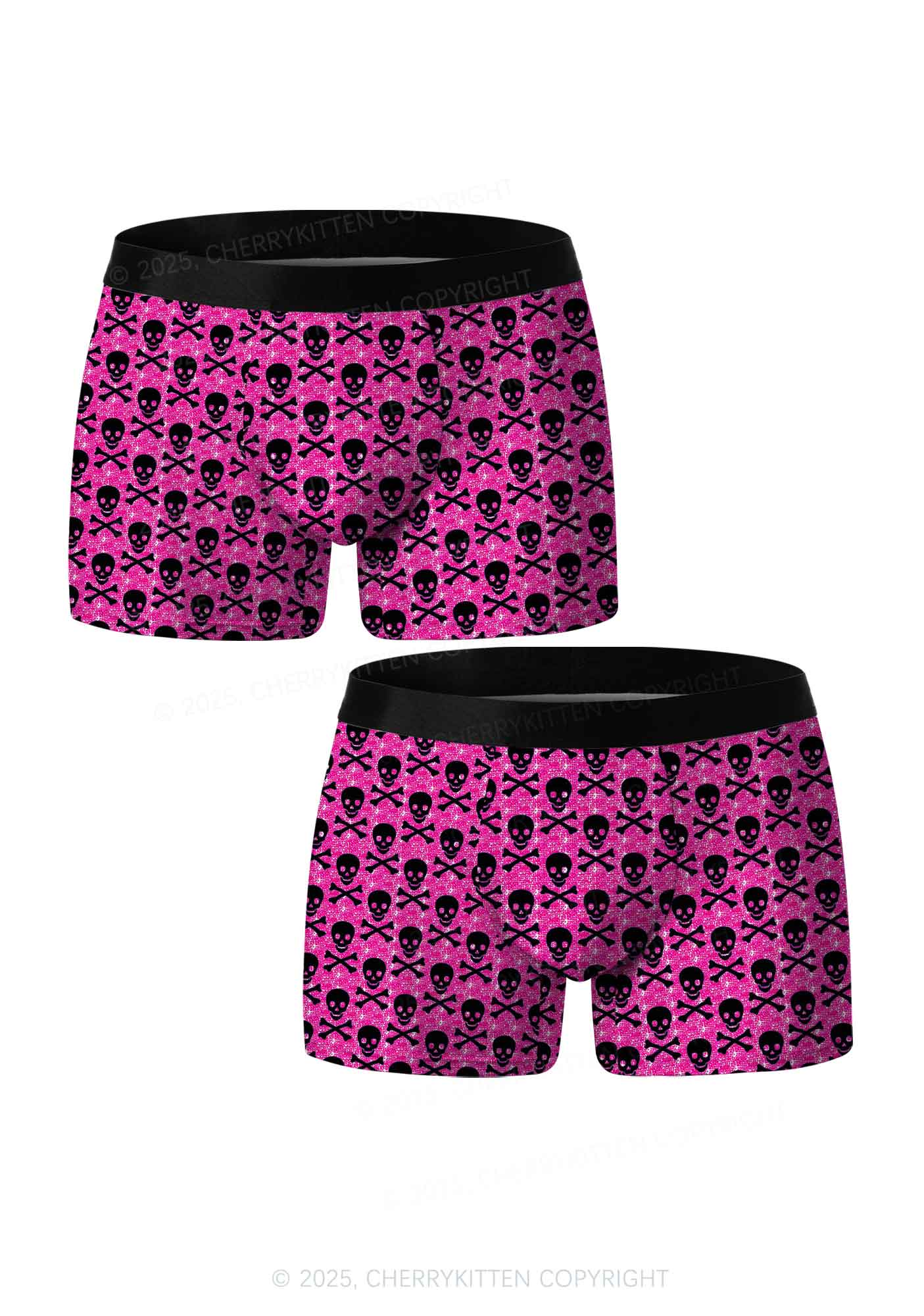 Skeleton Squad Valentine's Day Y2K Print Couples Boxer Briefs Set Cherrykitten